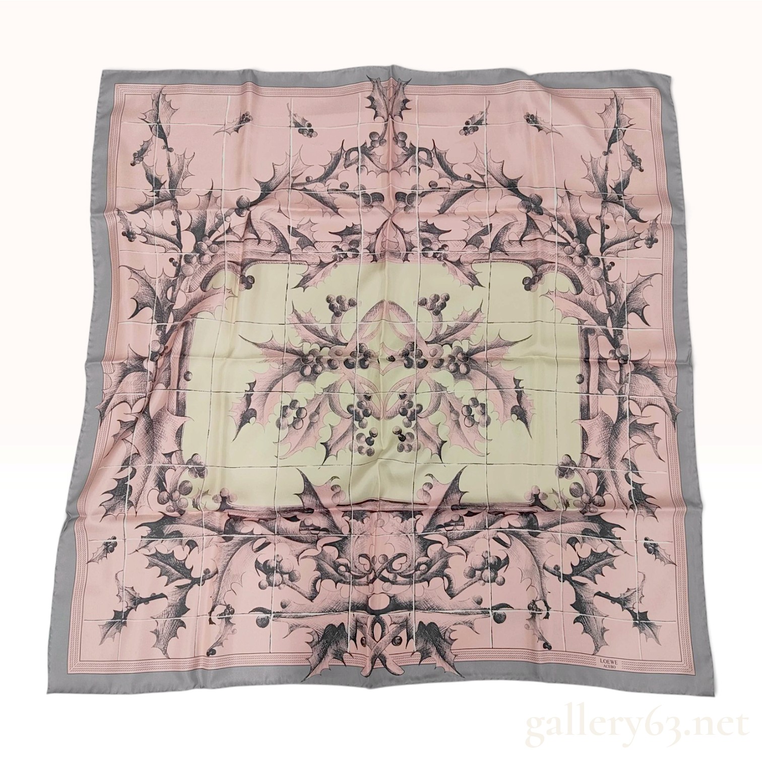 Loewe Acebo Pink and Yellow Silk Scarf with Box