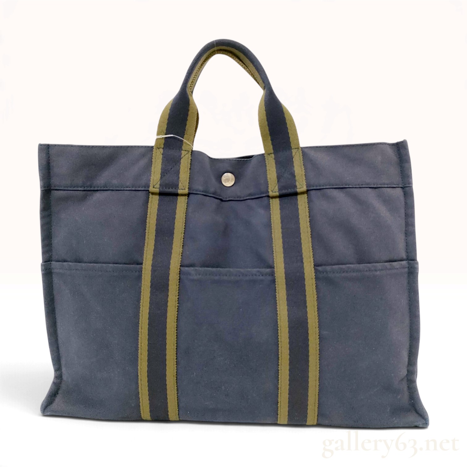 Hermes Fourre-Tout MM Navy Canvas Tote Bag