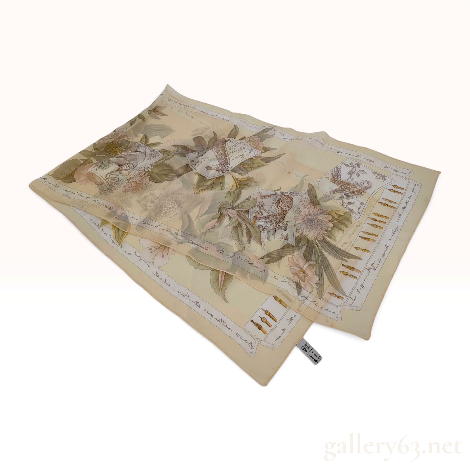 Salvatore Ferragamo Safari Animal Print Champagne Silk Scarf