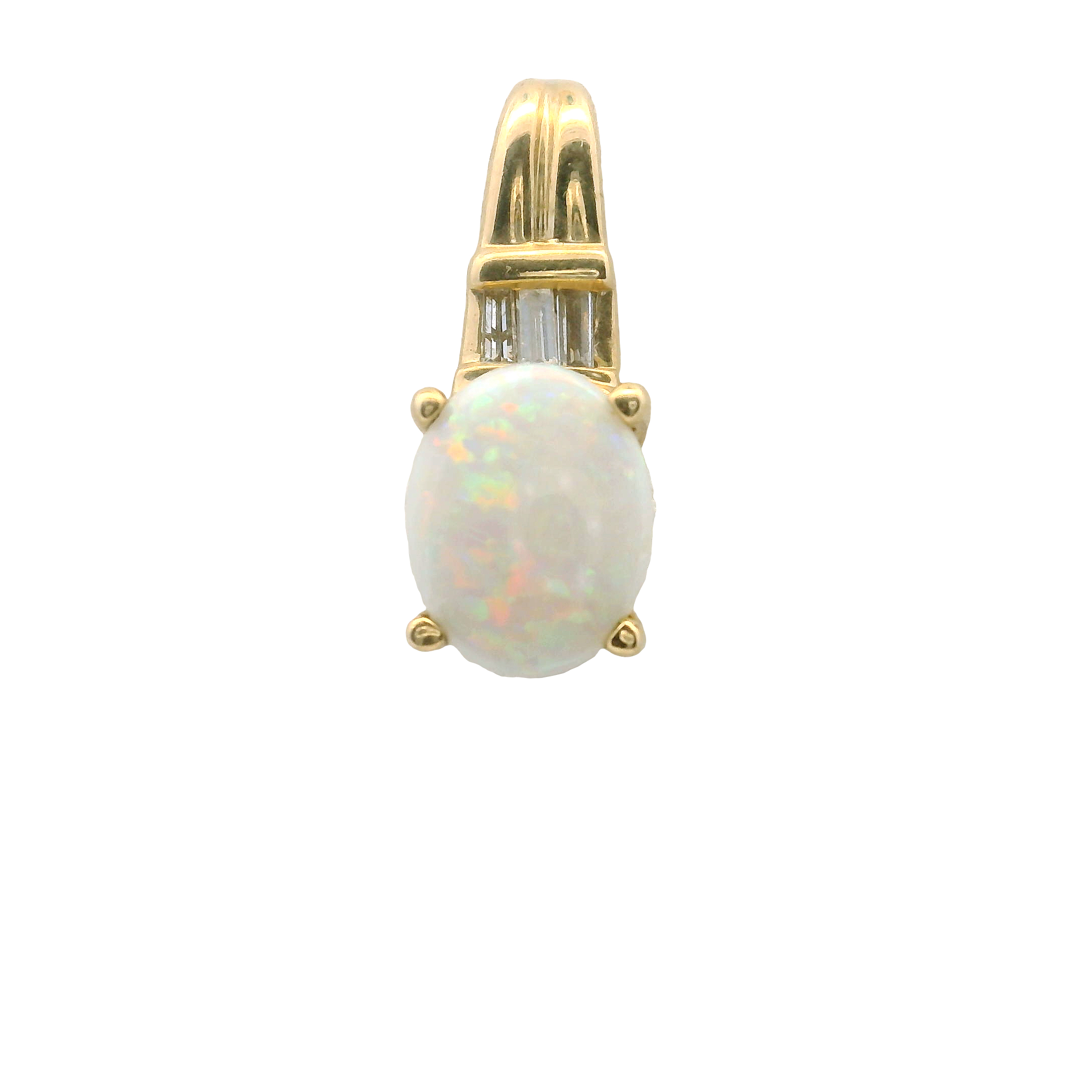 10K Gold Opal Diamond Pendant