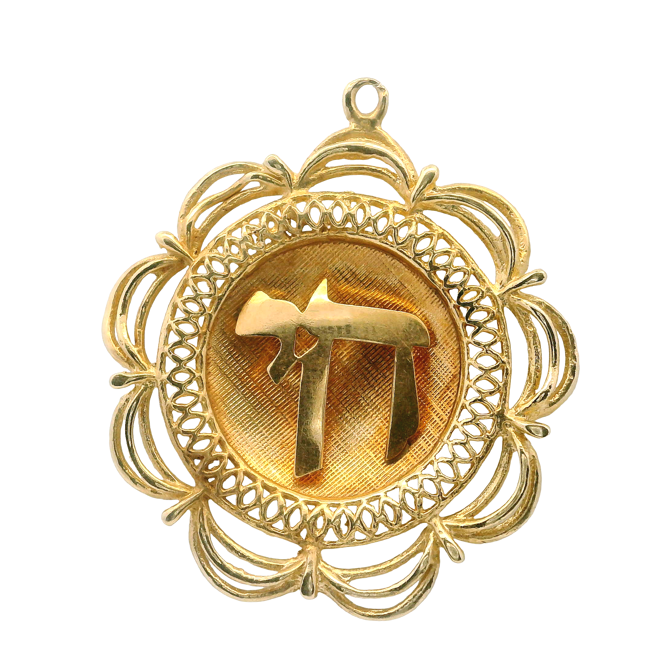 14K Yellow Gold Hebrew Charm Pendant