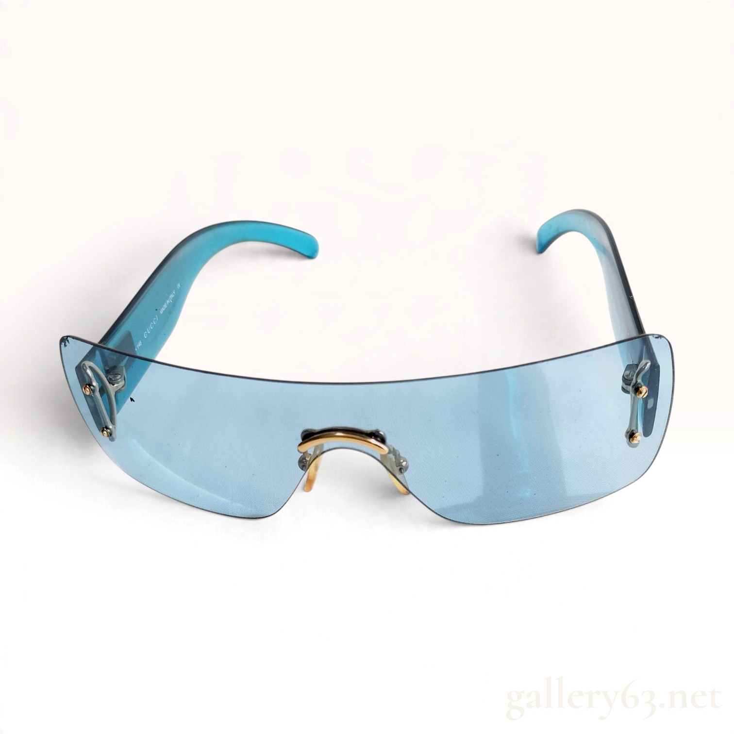 Vintage Gucci GG 1194/N/S Blue Translucent Shield Sunglasses