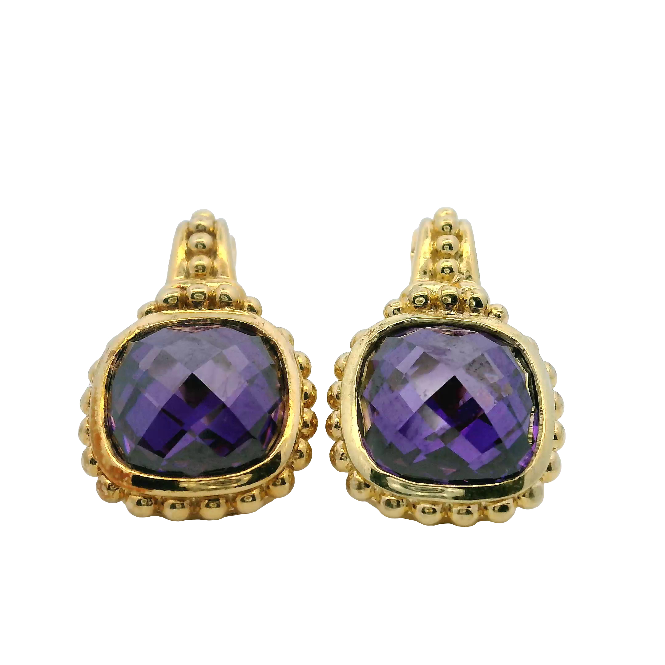 Designer Judith Ripka Vermeil Amethyst Earrings