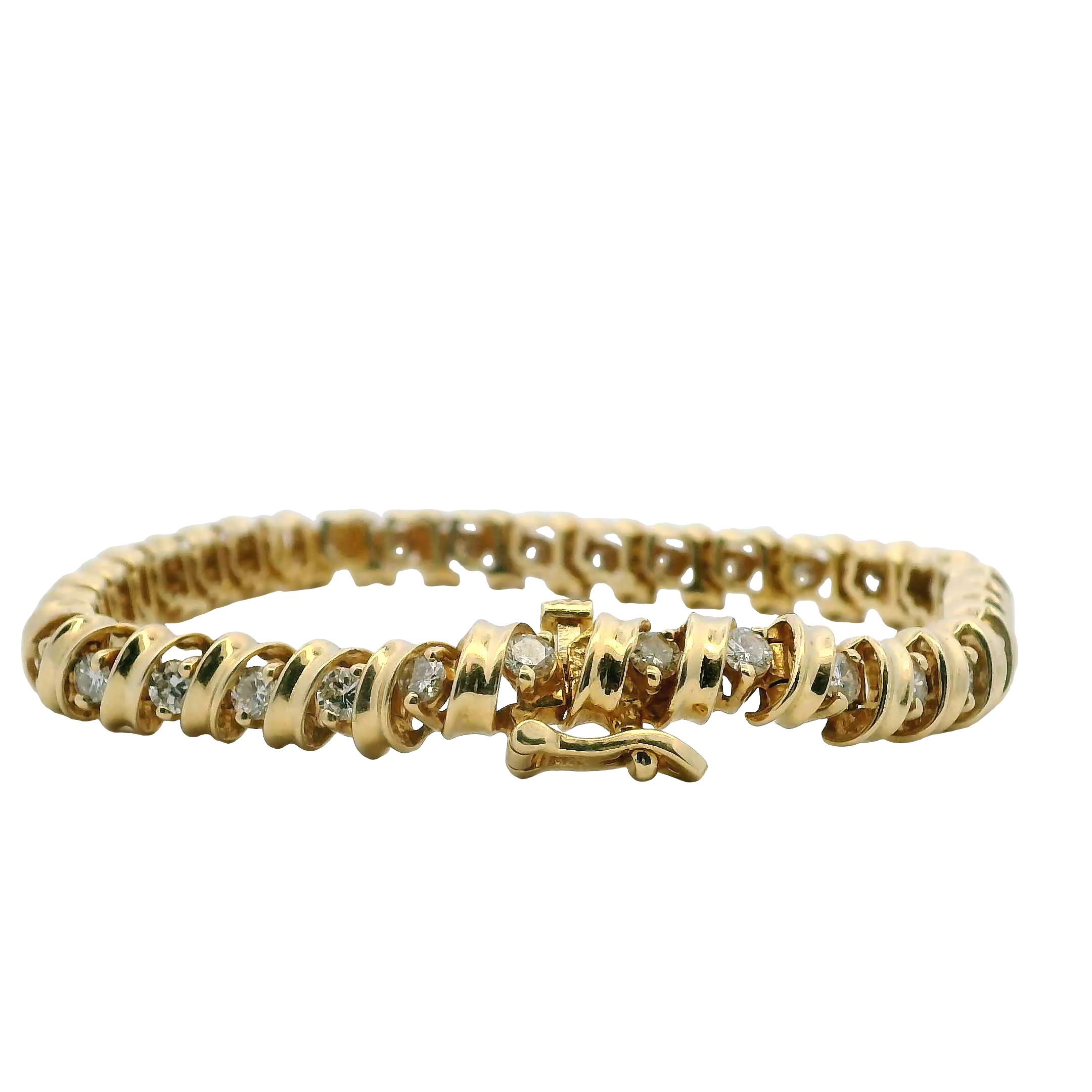 14K Yellow Gold Diamond Tennis Bracelet
