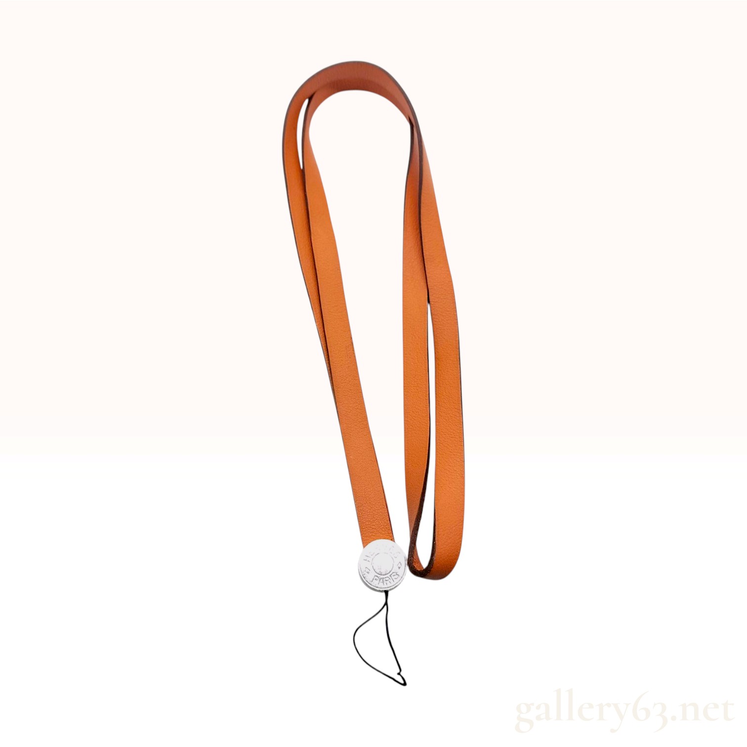 Hermes Ipso PM Orange Epsom Leather Lanyard With Box