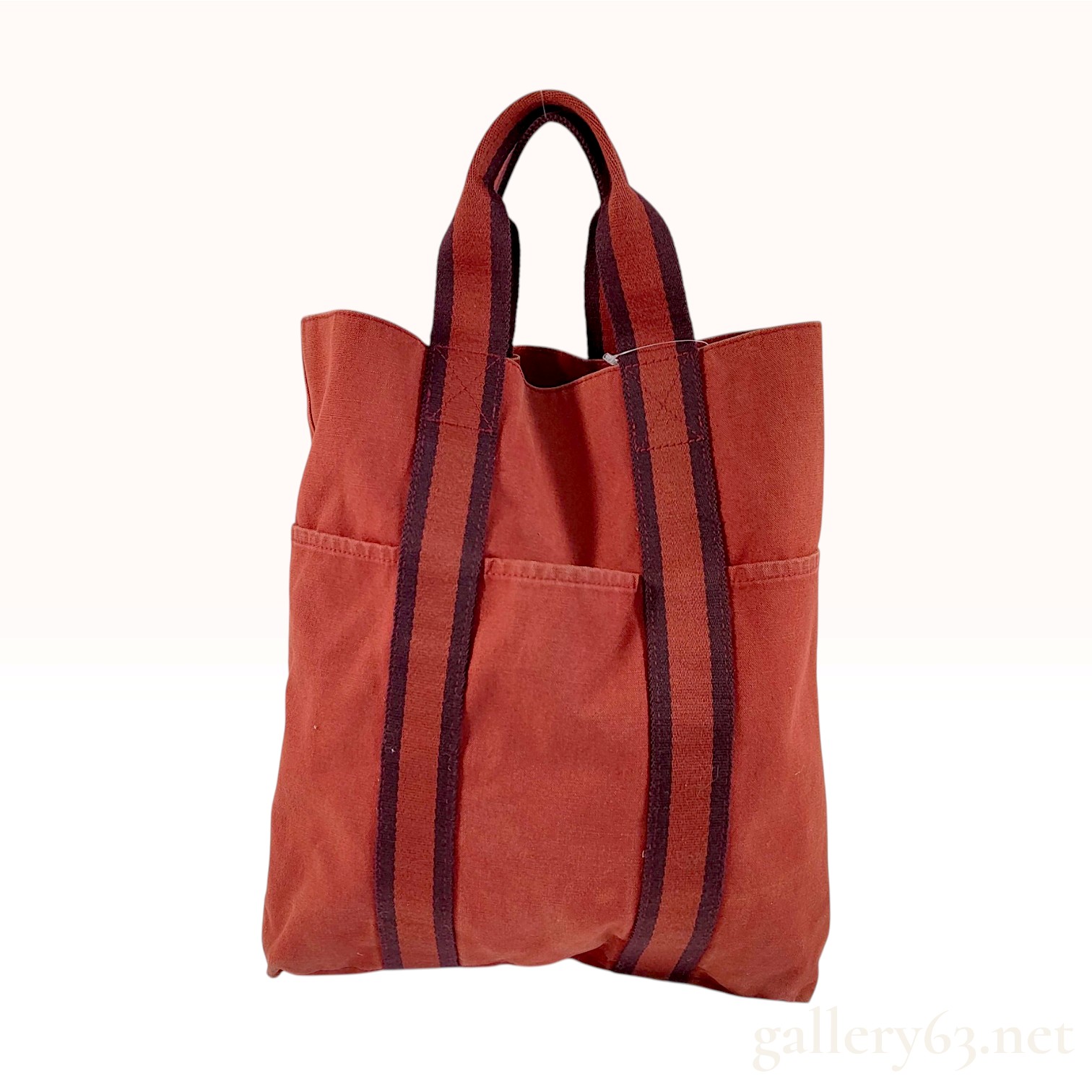 Hermes Fourre-Tout Vertical Cabas Red Cotton Canvas Tote