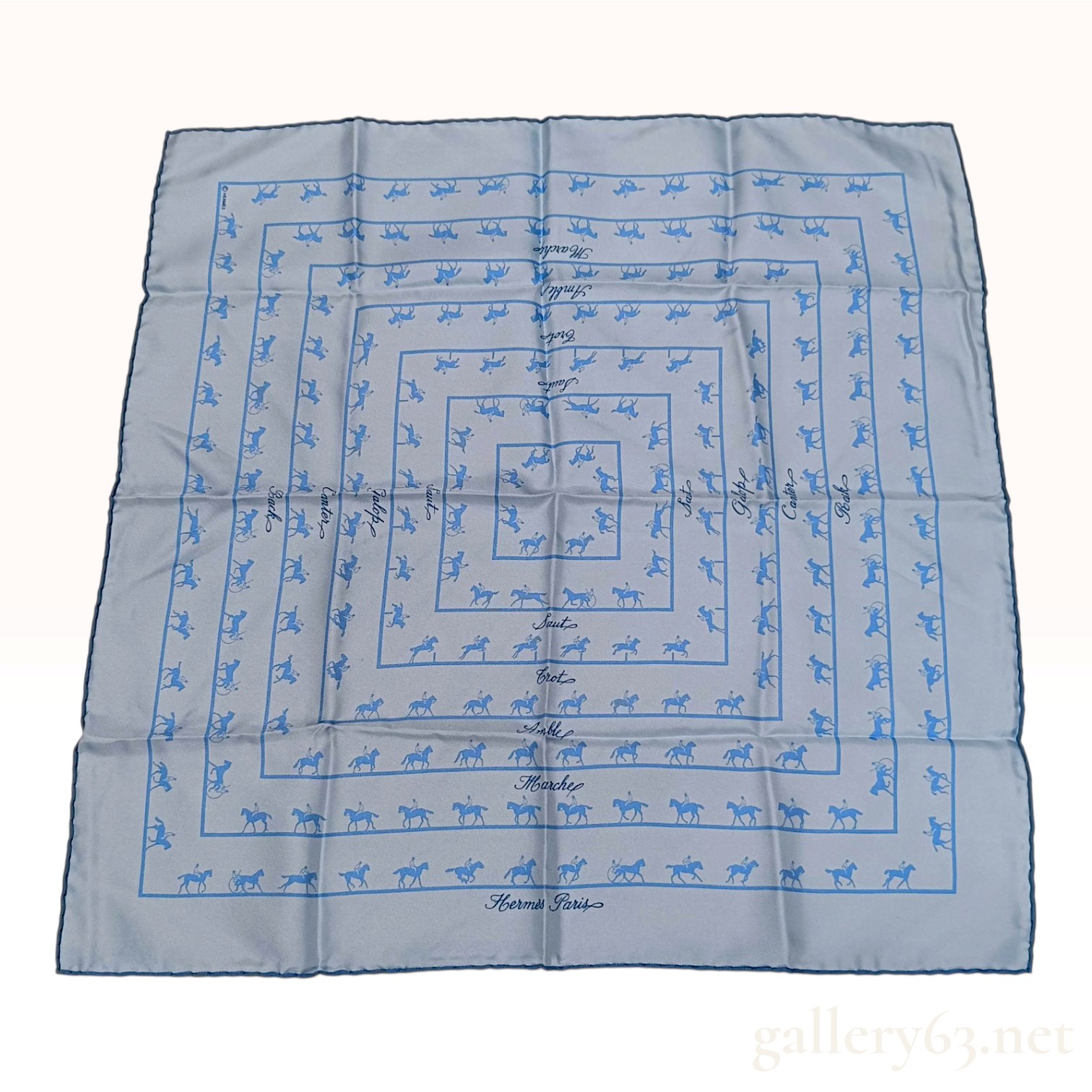 Hermes Les Allures Blue Silk Carre 42 With Box