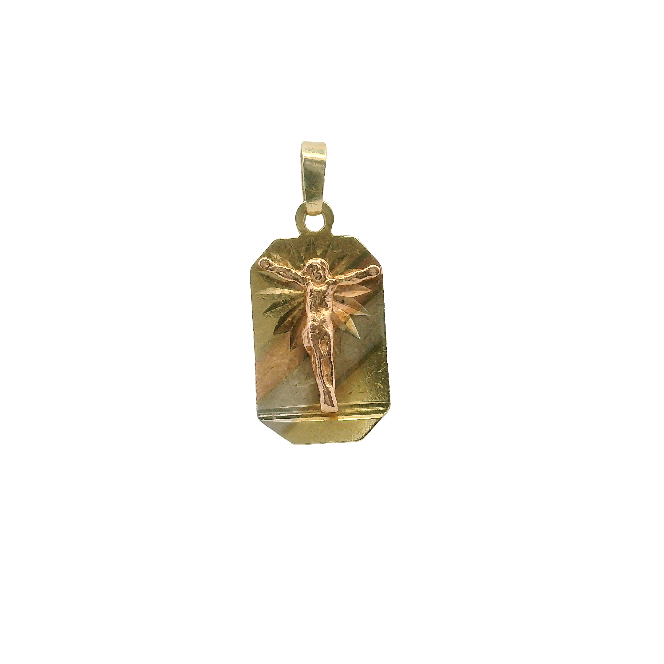 14K Gold Tri-Tone Crucifix Pendant