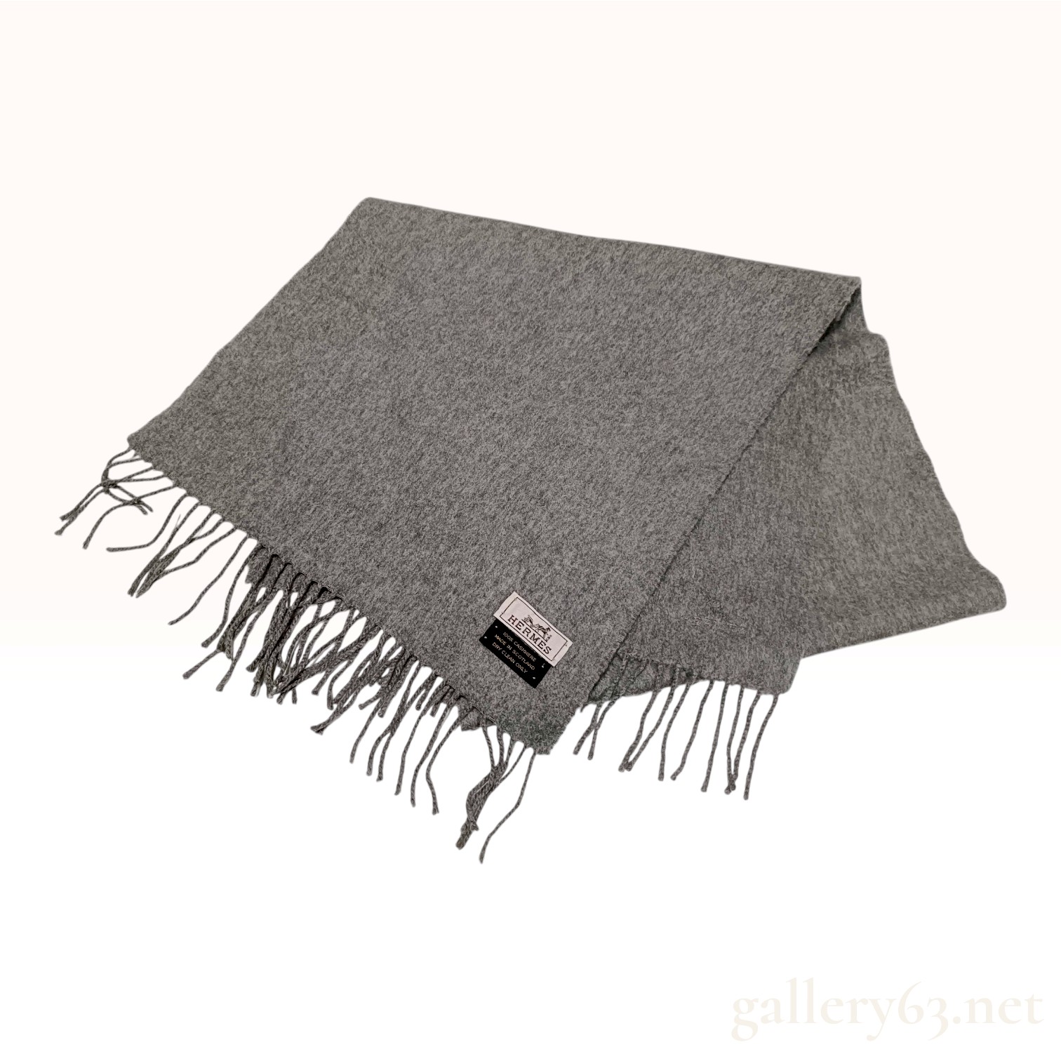 Hermes Heathered Gray 100% Cashmere Scarf