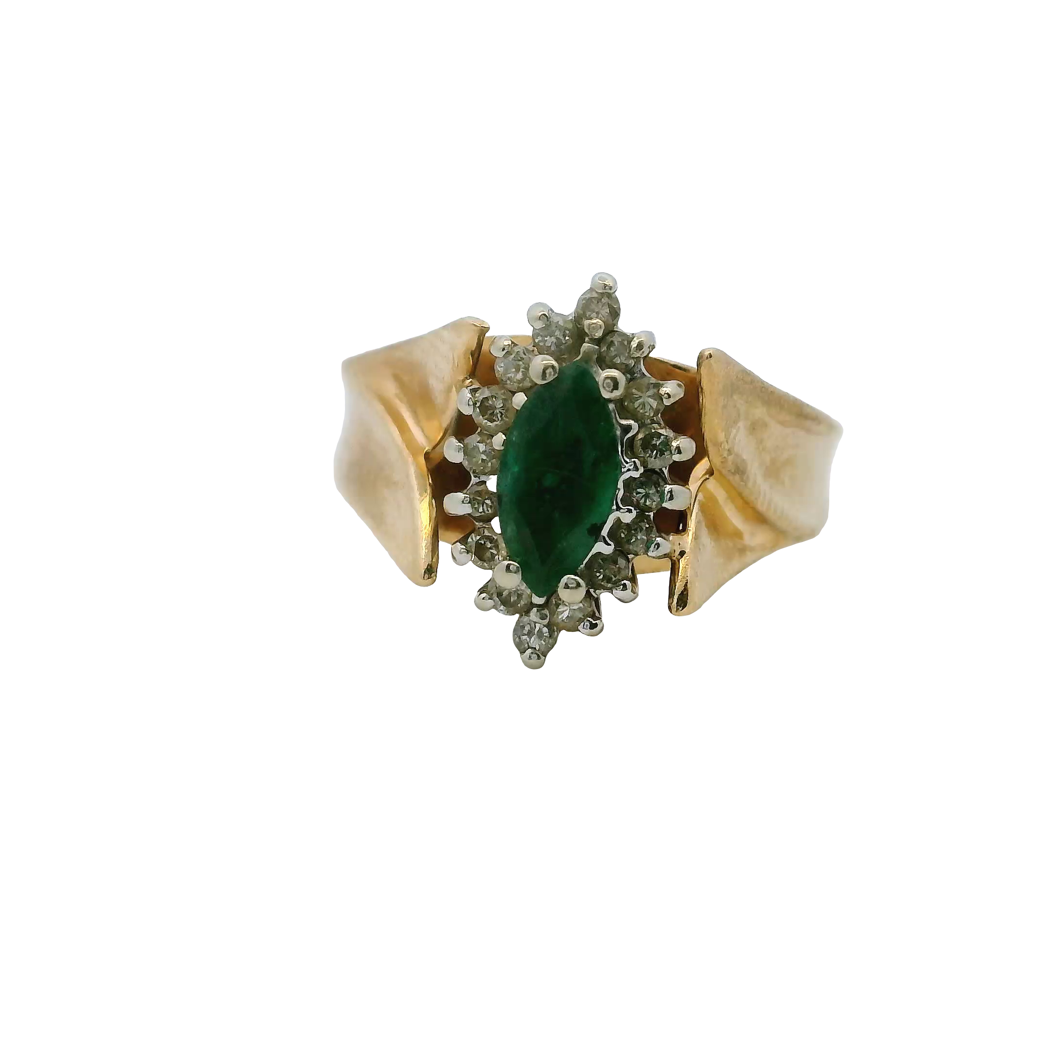 14K Gold Emerald Diamond Ring