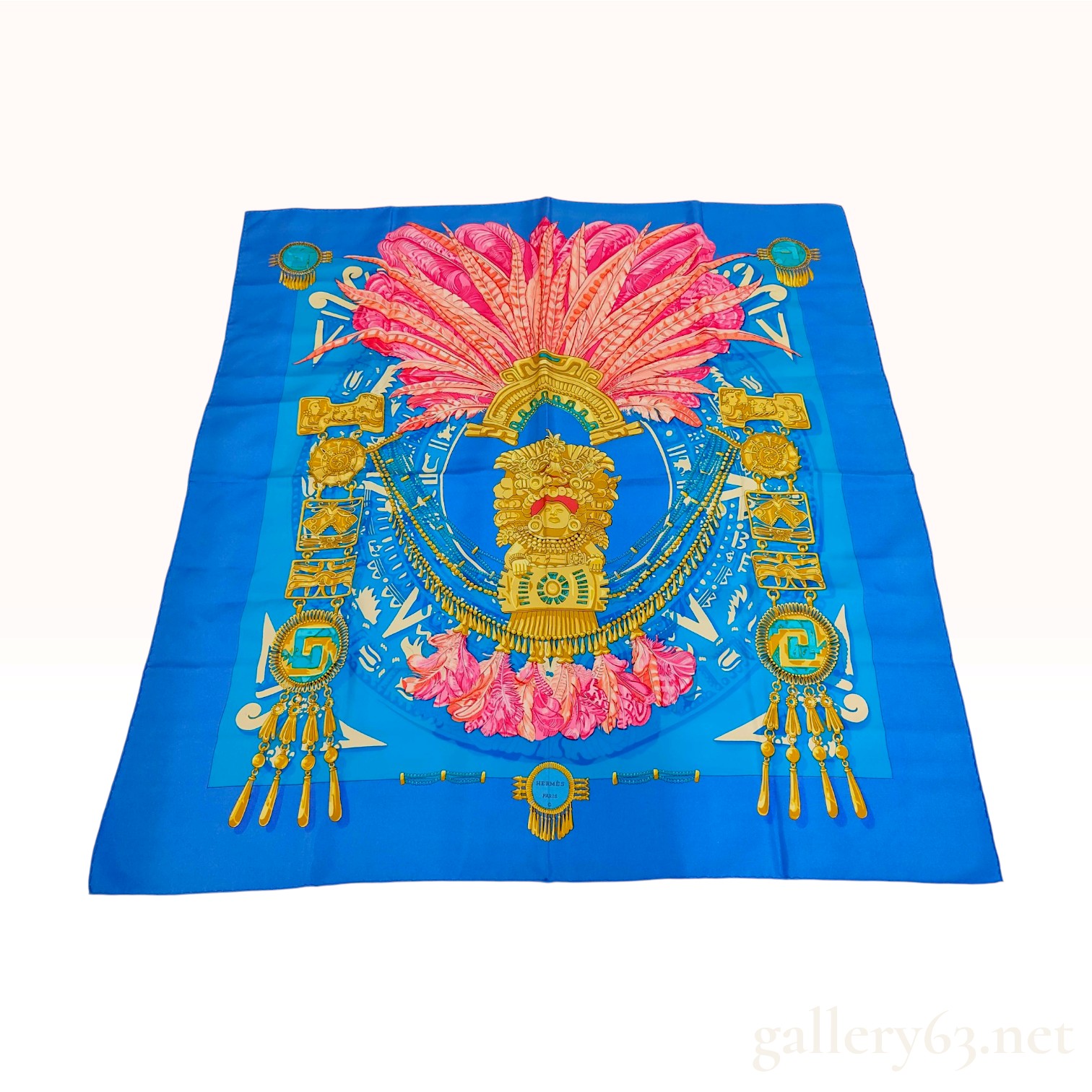 Hermes Mexique Blue Silk Scarf 90