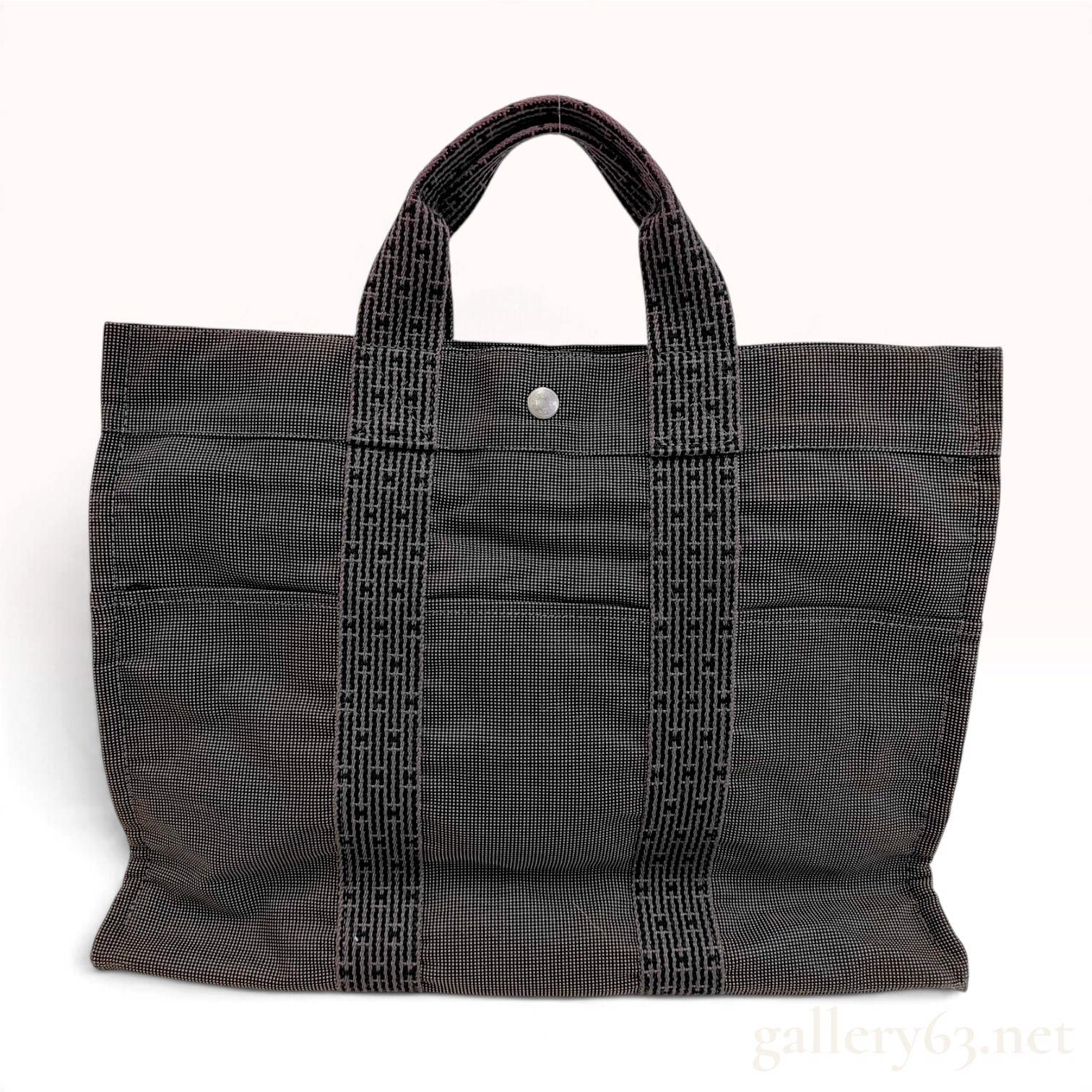 Hermes Herline Grey Canvas Tote GM