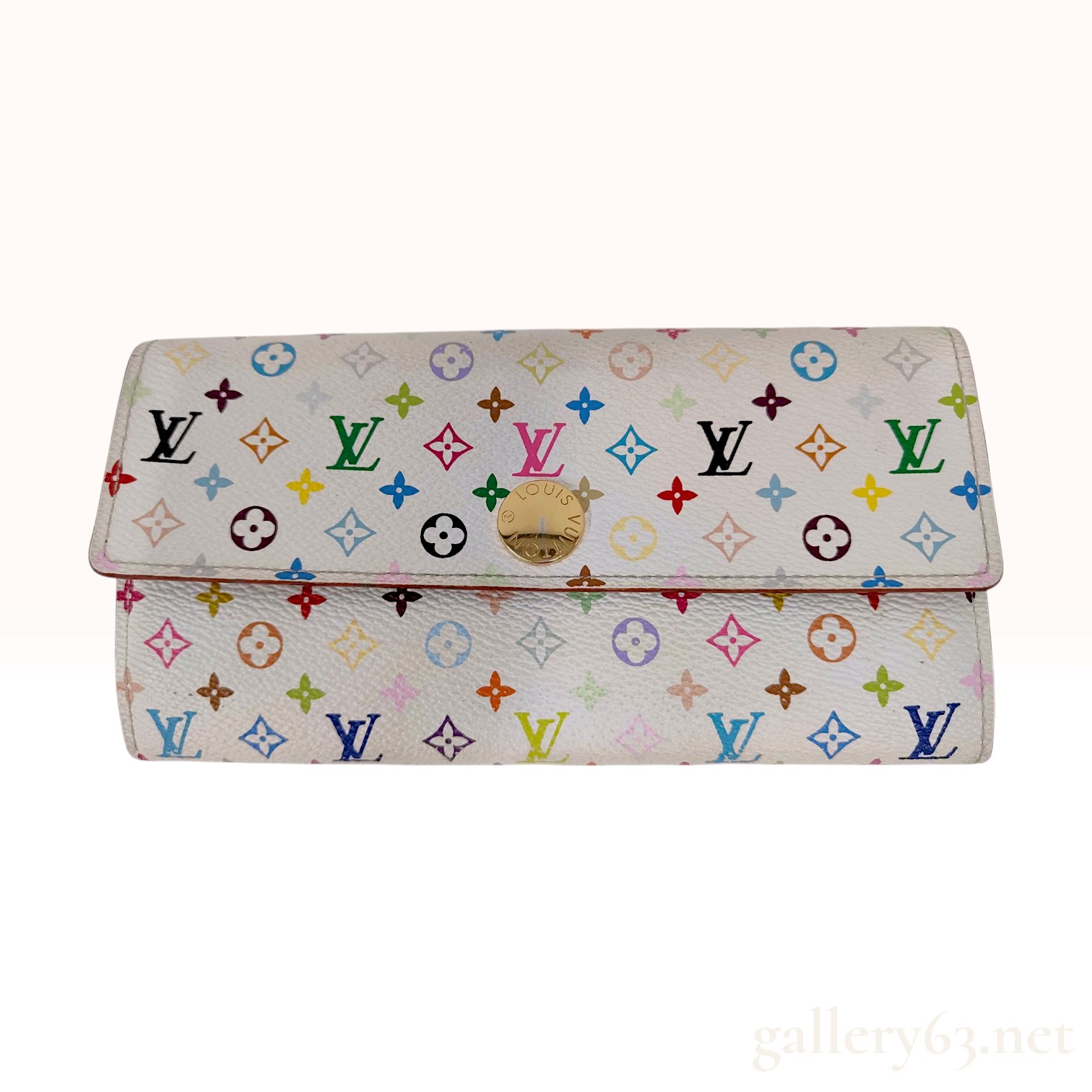 Louis Vuitton Monogram Multicolore Sarah Wallet White Coated Canvas
