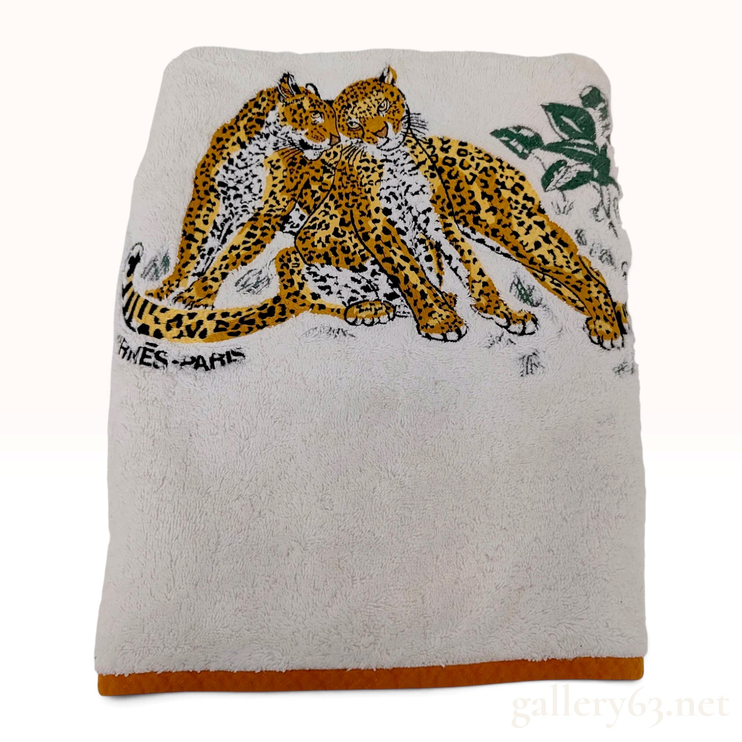Hermes Leopards White Cotton Terry Beach Towel