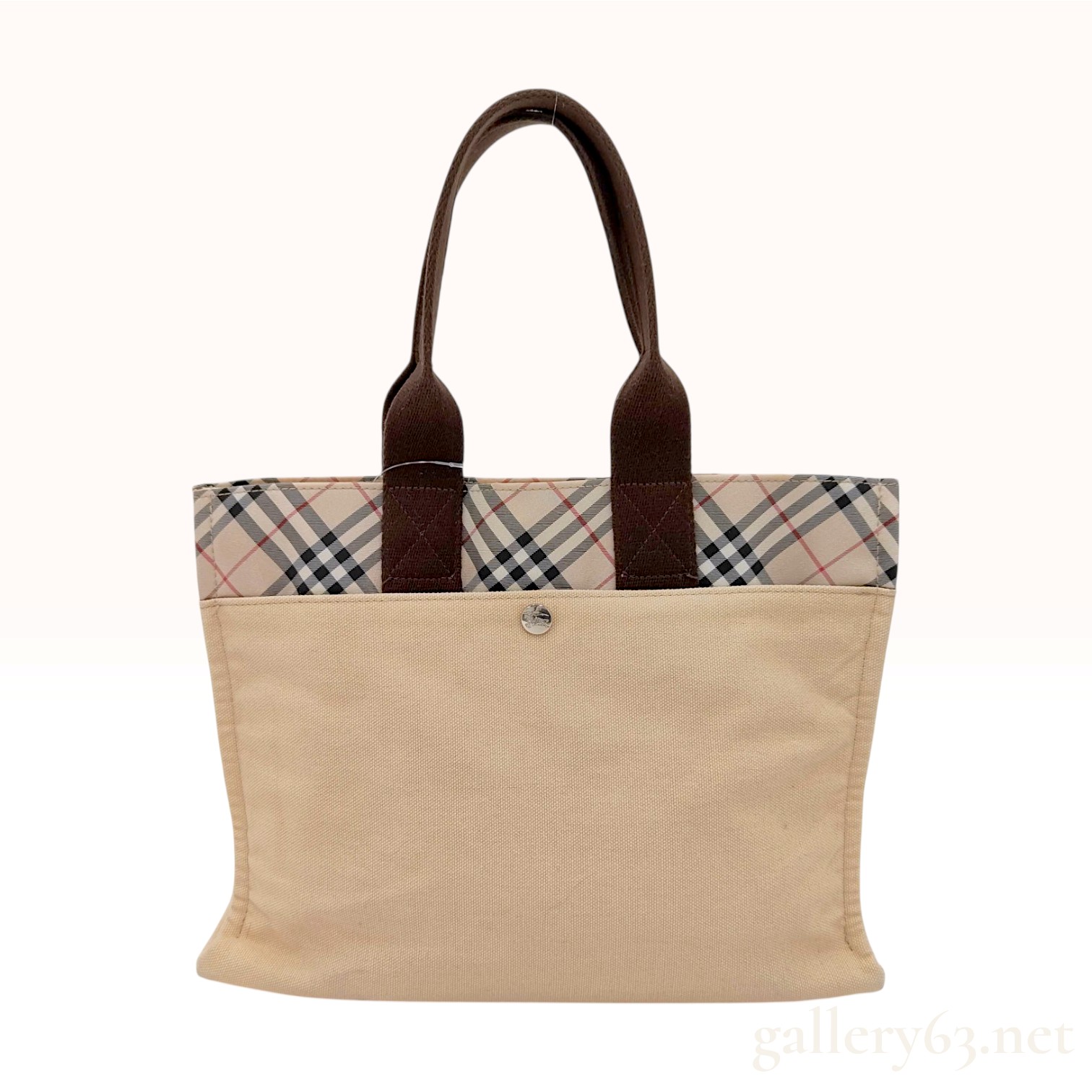 Burberry London Blue Label Beige Canvas Nova Check Tote Bag