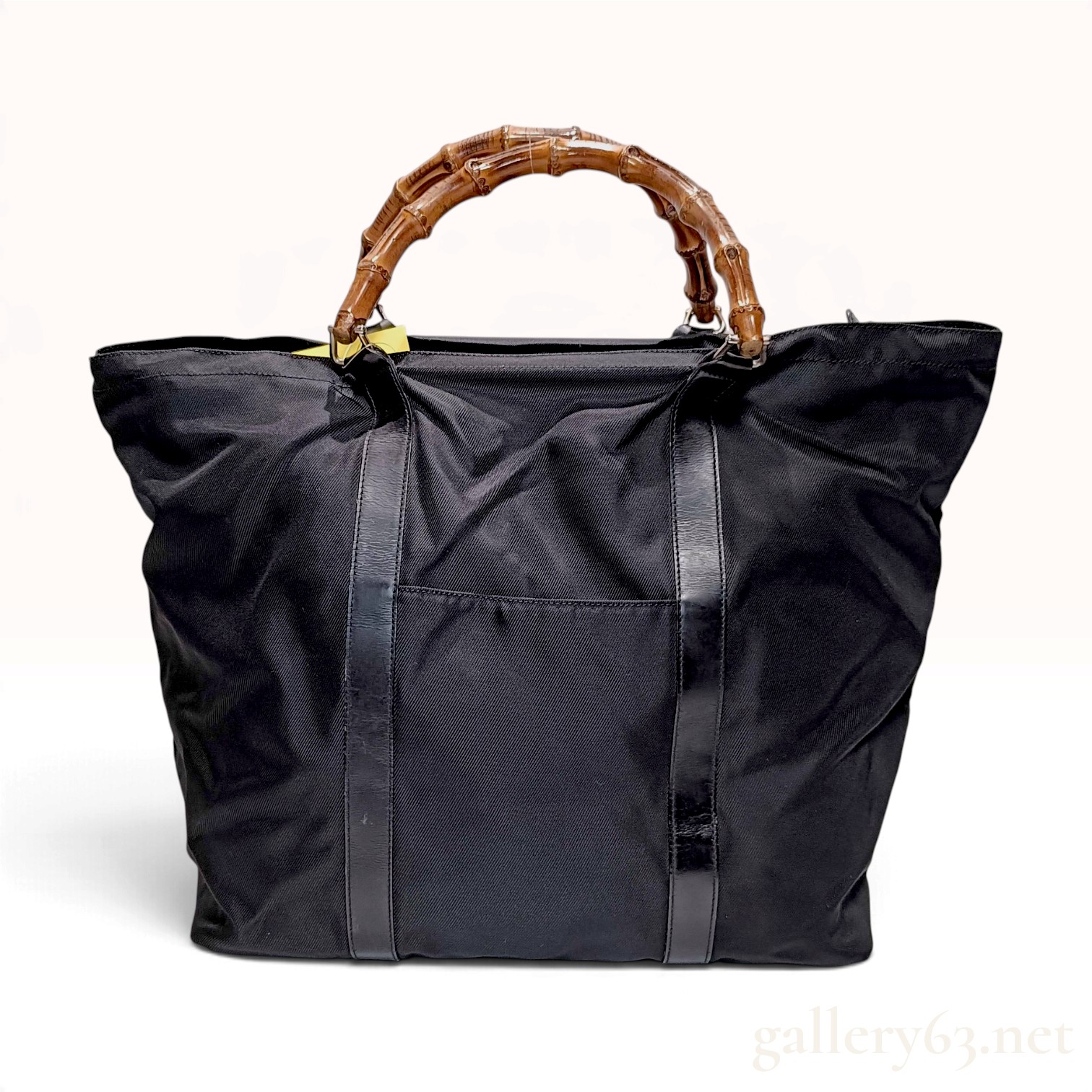 Gucci Bamboo Tote Black Nylon Large