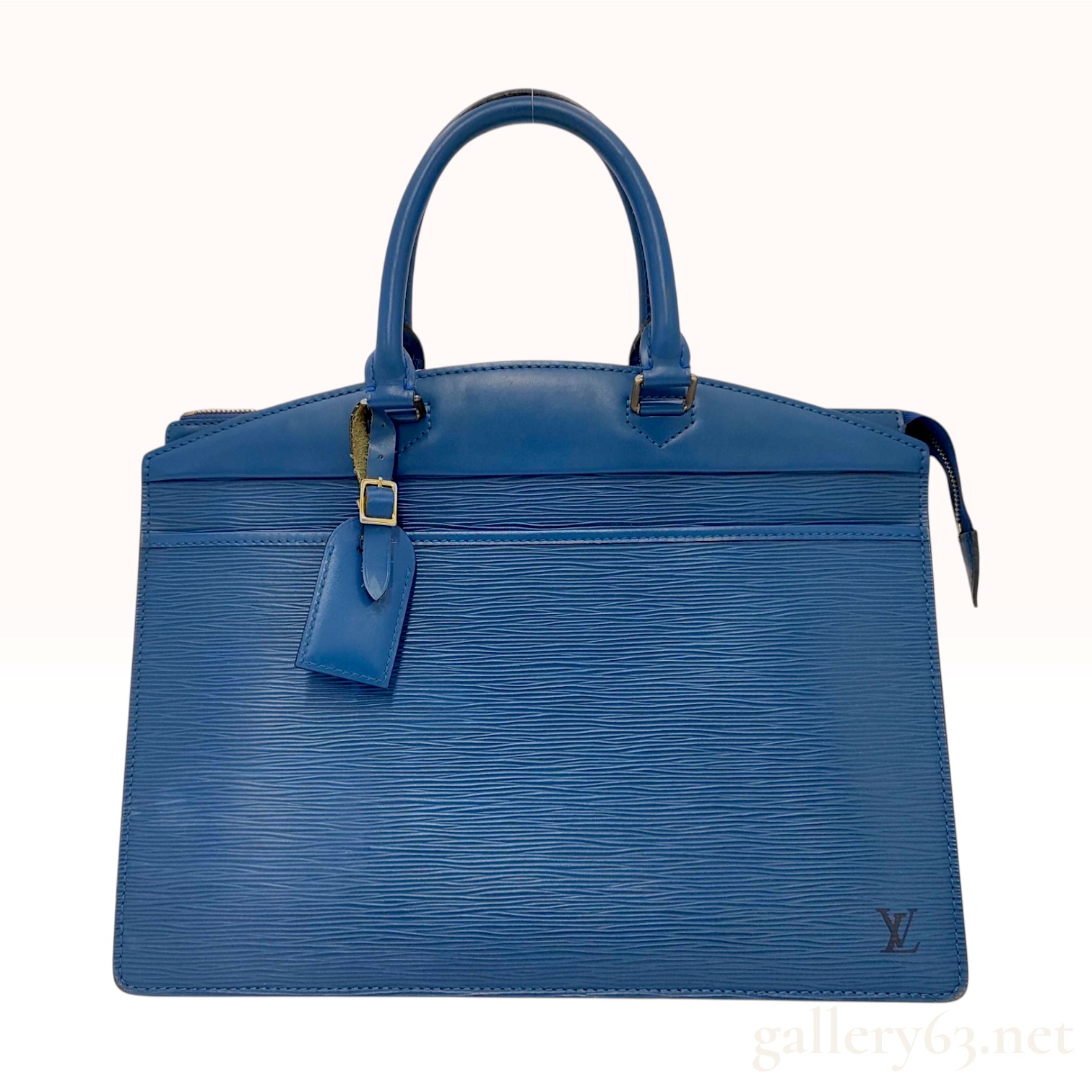 Vintage Louis Vuitton Riviera Toledo Blue Epi Leather Handbag with Luggage Tag
