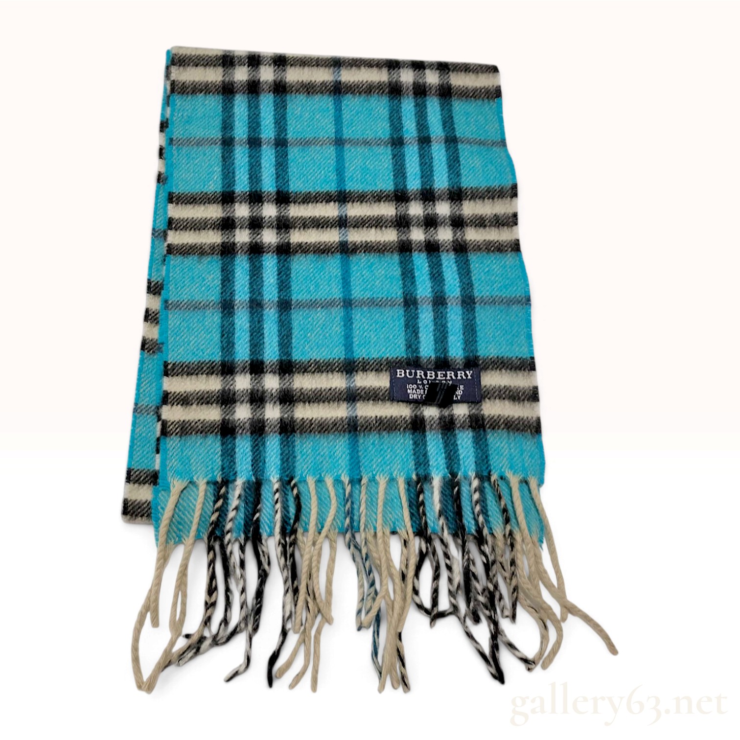 Burberry London Blue Check 100% Cashmere Scarf