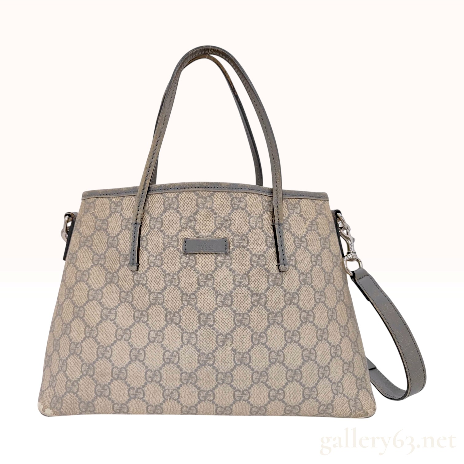 Gucci GG Supreme Beige and Grey Coated Canvas Small Tote