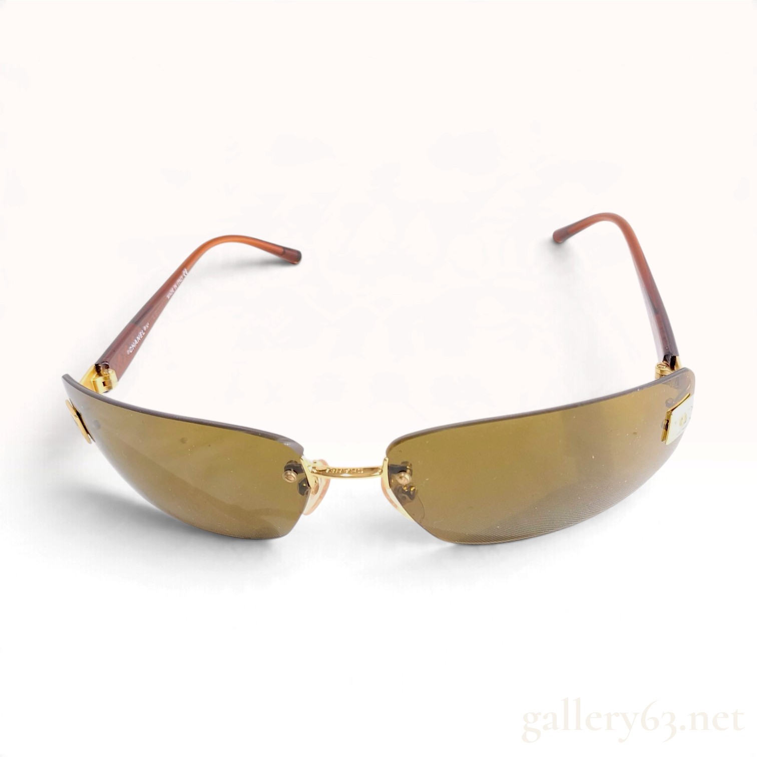 Vintage Chanel 4018 Brown Rimless Sunglasses with Box and Case