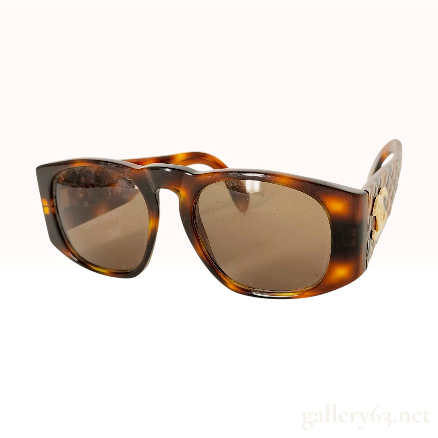 Vintage Chanel 01450 Tortoise Quilted Acetate Sunglasses