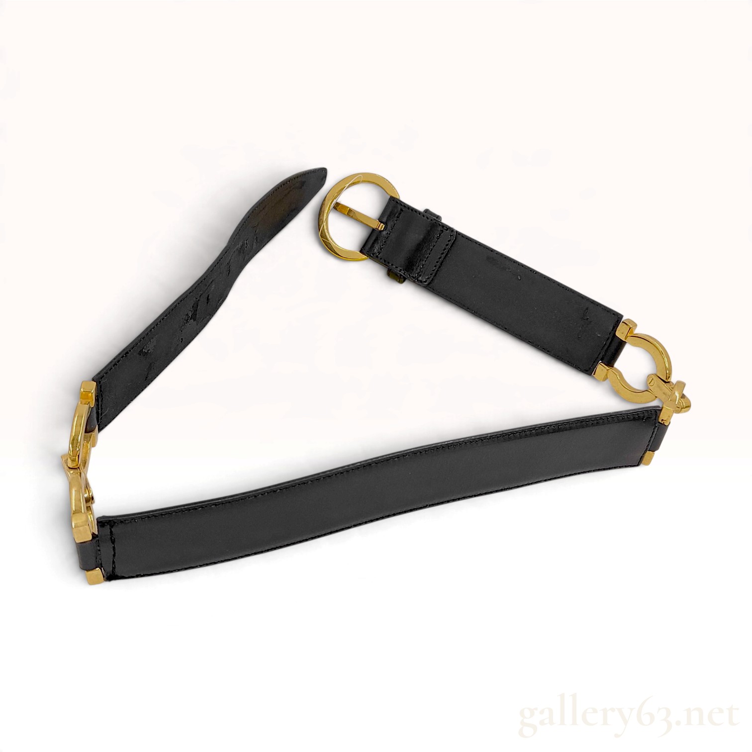 Salvatore Ferragamo Gancini Black Leather Belt