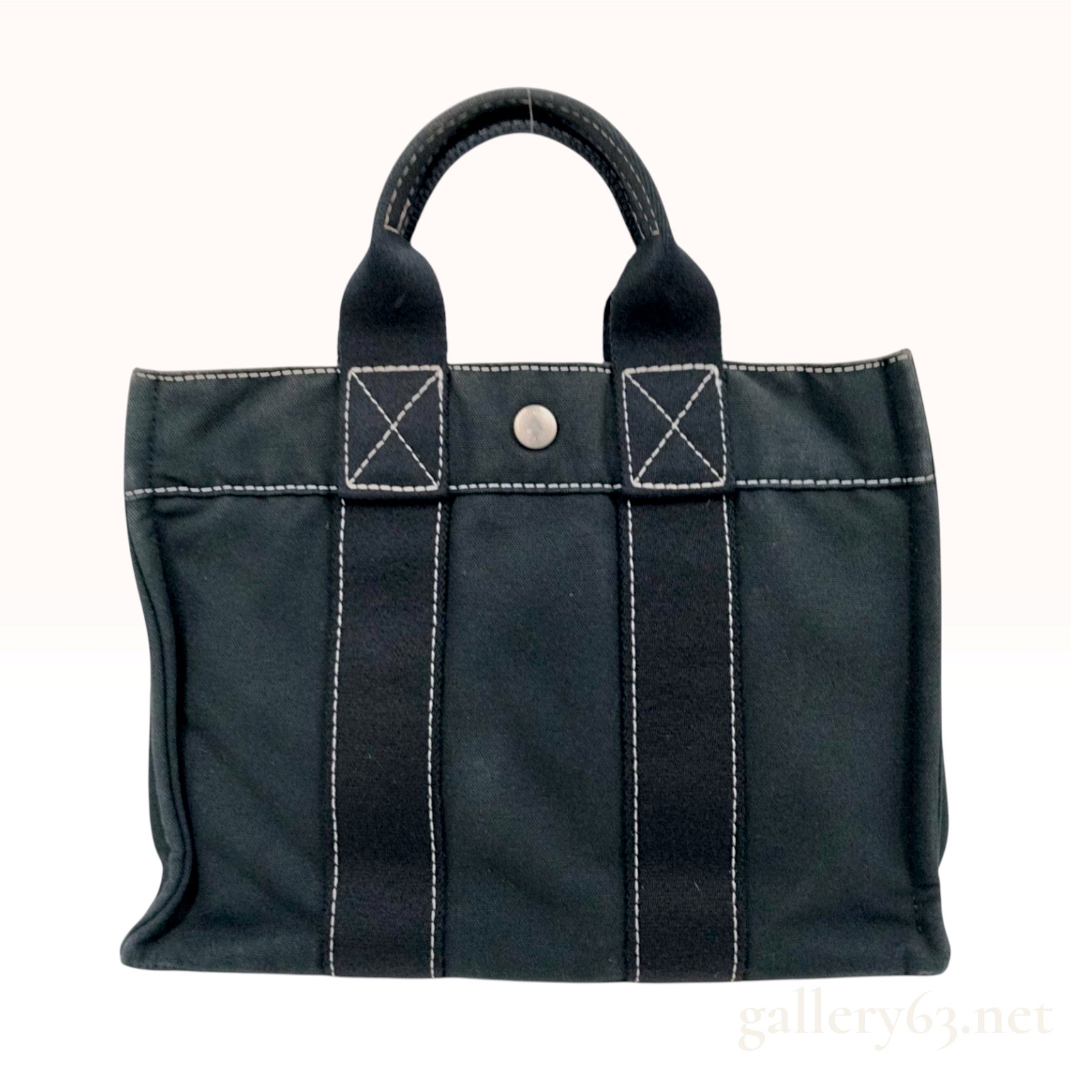 Hermes Fourre-Tout Navy Blue Canvas Tote Bag PM
