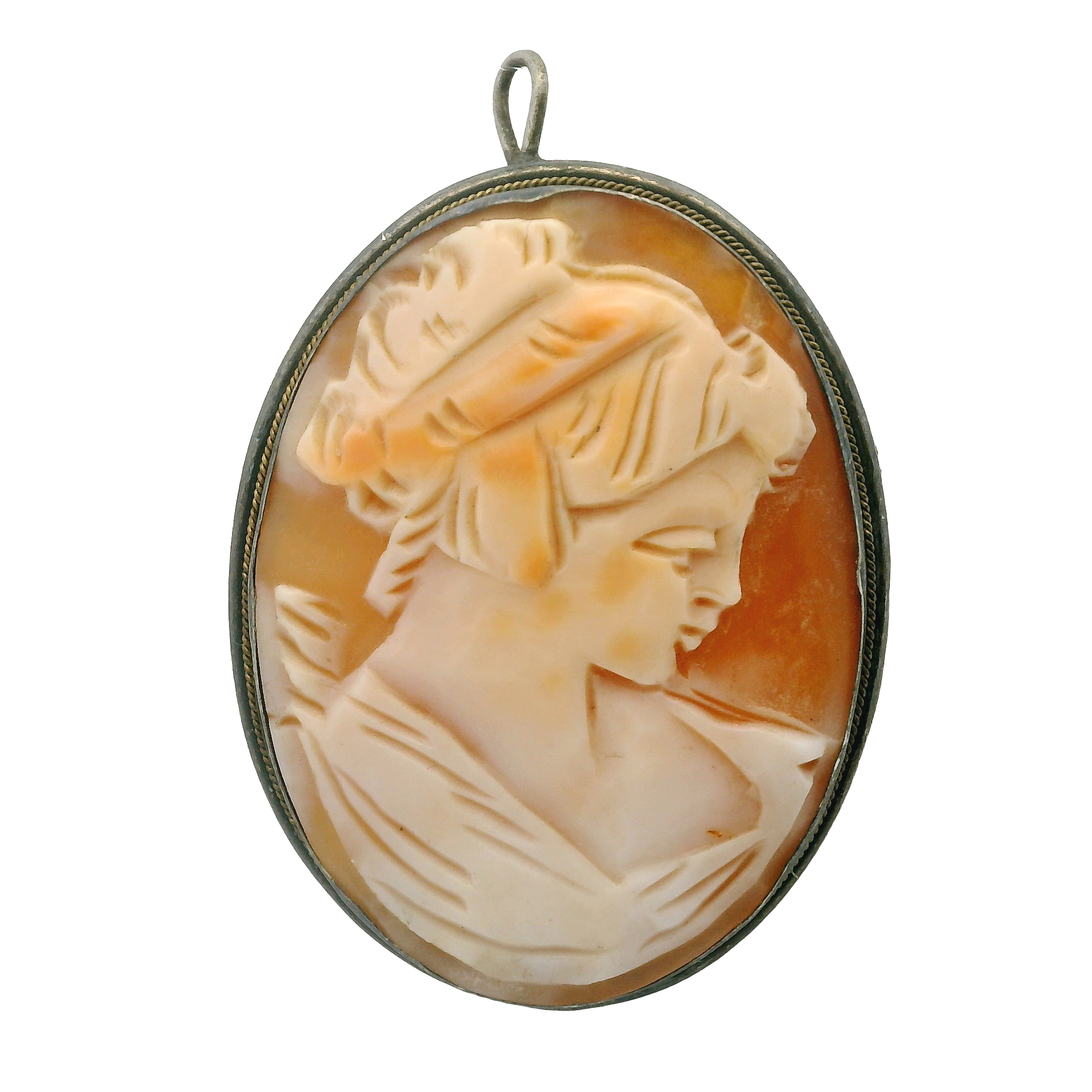 Estate.800 Silver Carved Shell Cameo
