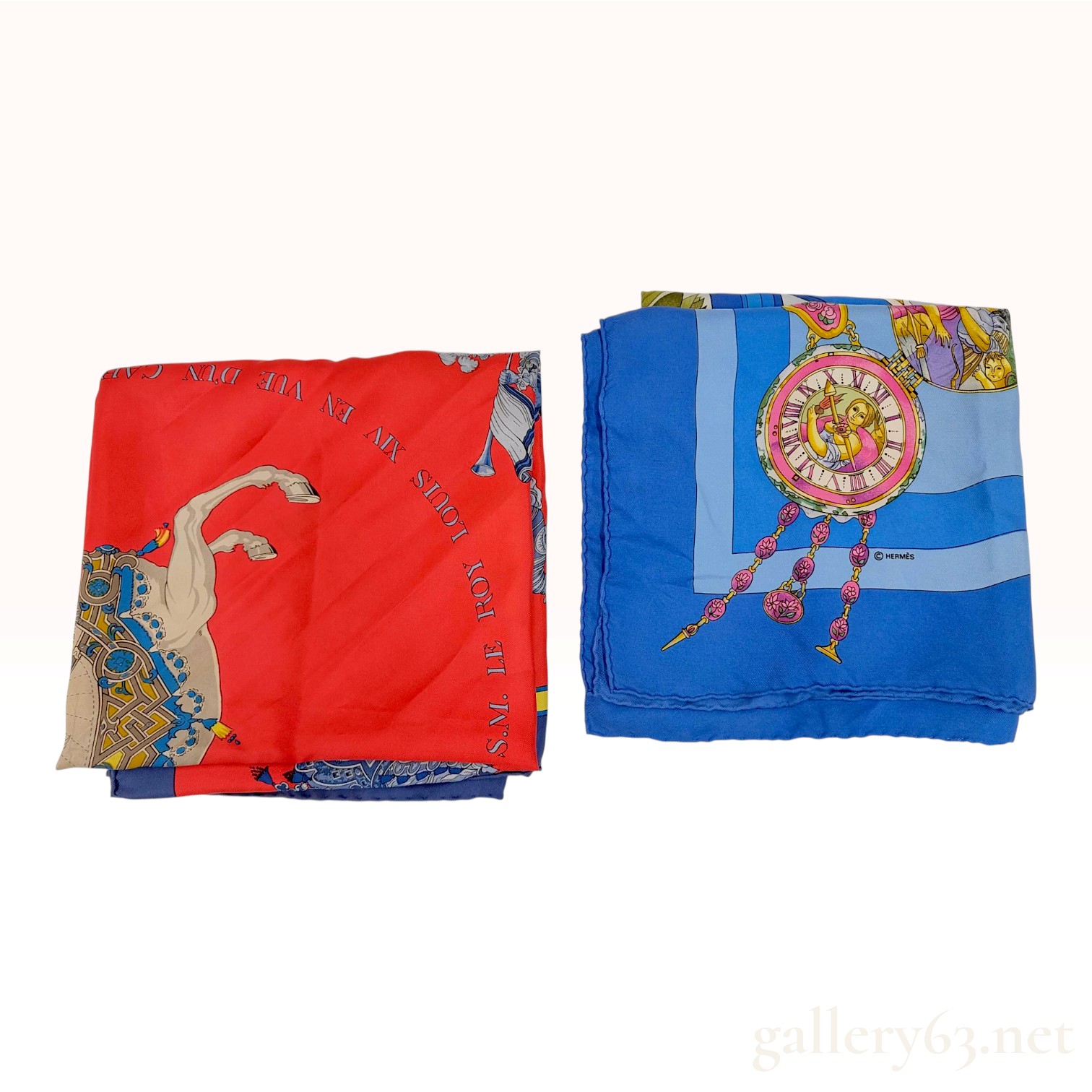 Two Hermes Silk Twill Carre 90 Scarves