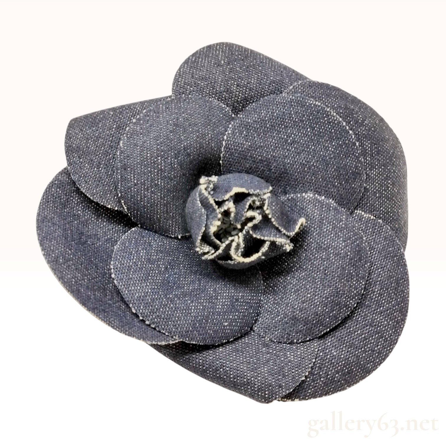 Vintage Chanel Denim Camellia Brooch