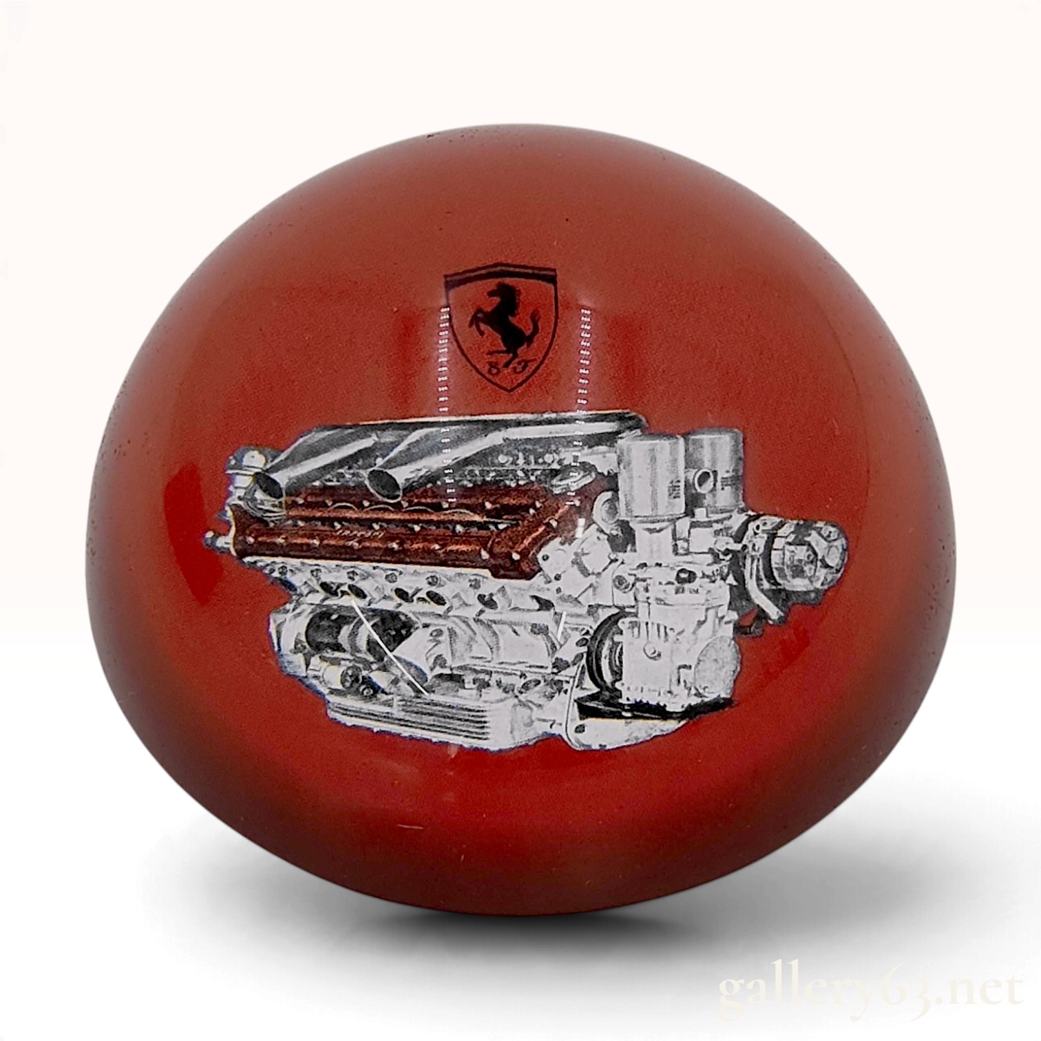 Ferrari V12 Engine Red Glass Paperweight with Box