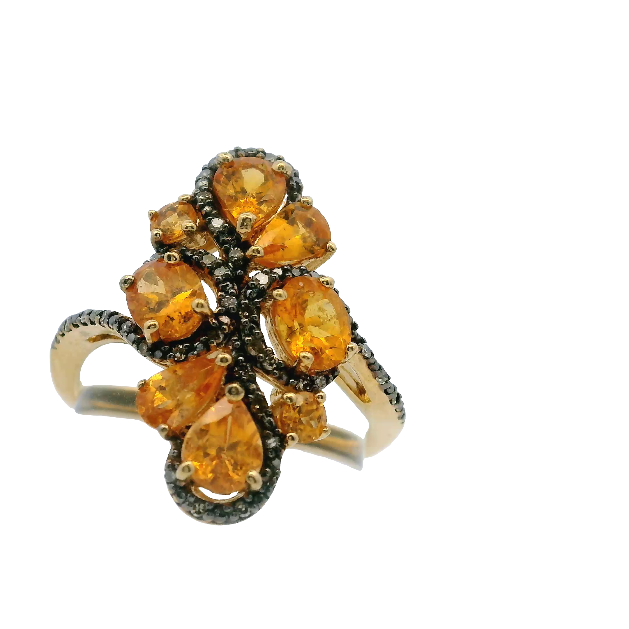 Gilt Silver Natural Silver Ring Citrine