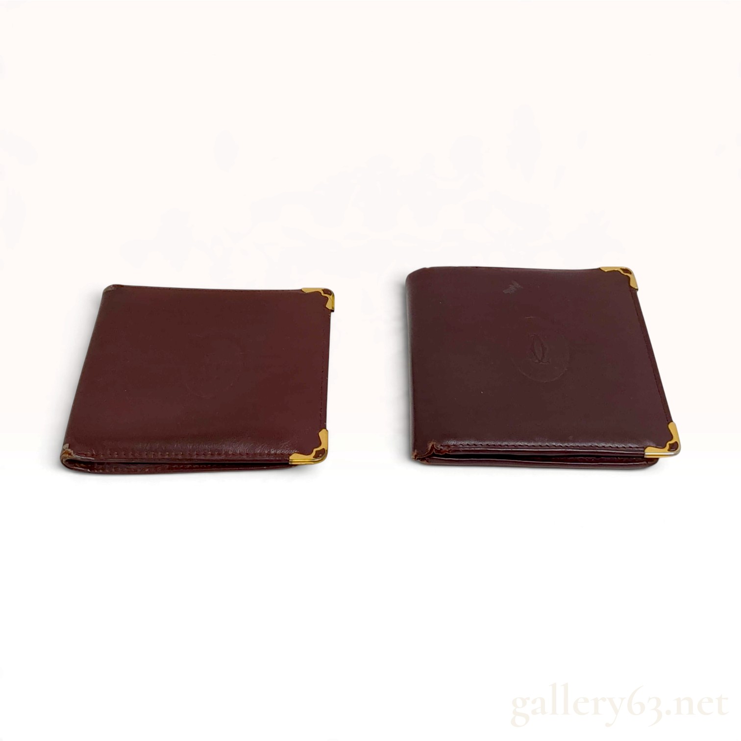 Vintage Cartier Must de Cartier Burgundy Leather Bifold Wallet and Coin Purse Set with Box