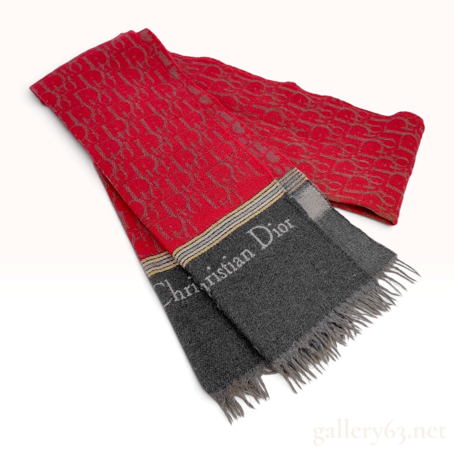 Christian Dior Red Oblique Monogram Scarf