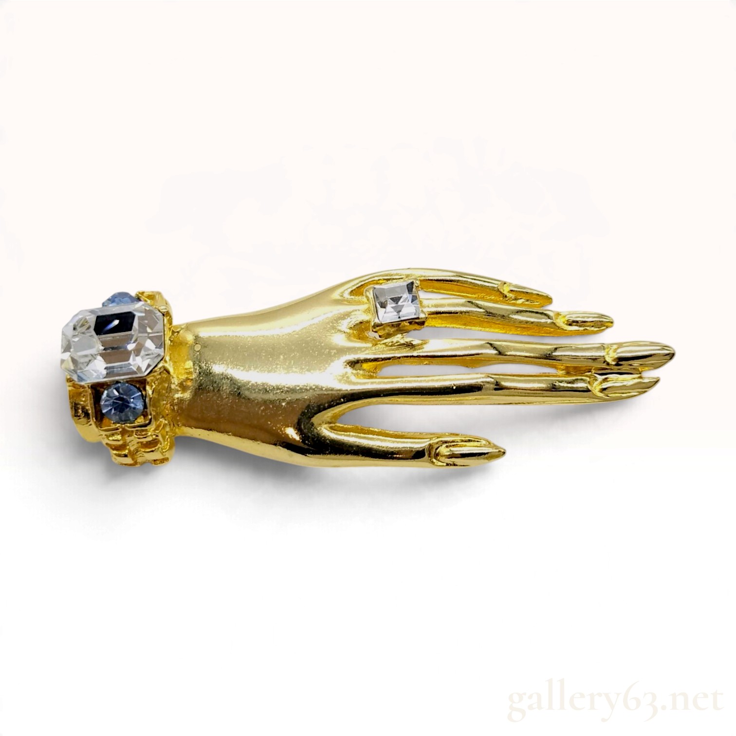 Vintage Gianni Versace Crystal Set Hand Gold Tone Fashion Brooch