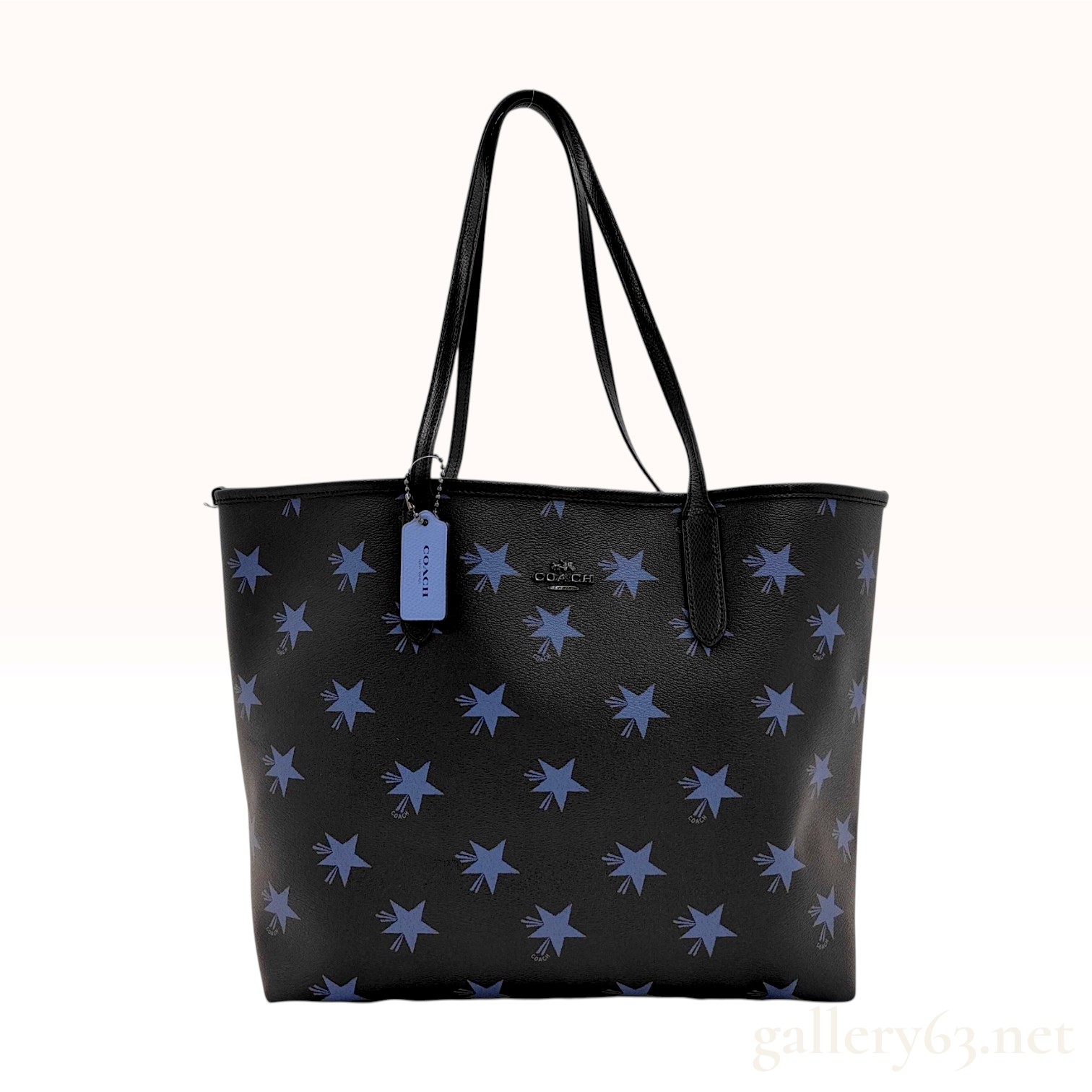 Coach Canyon City Star Black Reversible Crossgrain Leather Tote