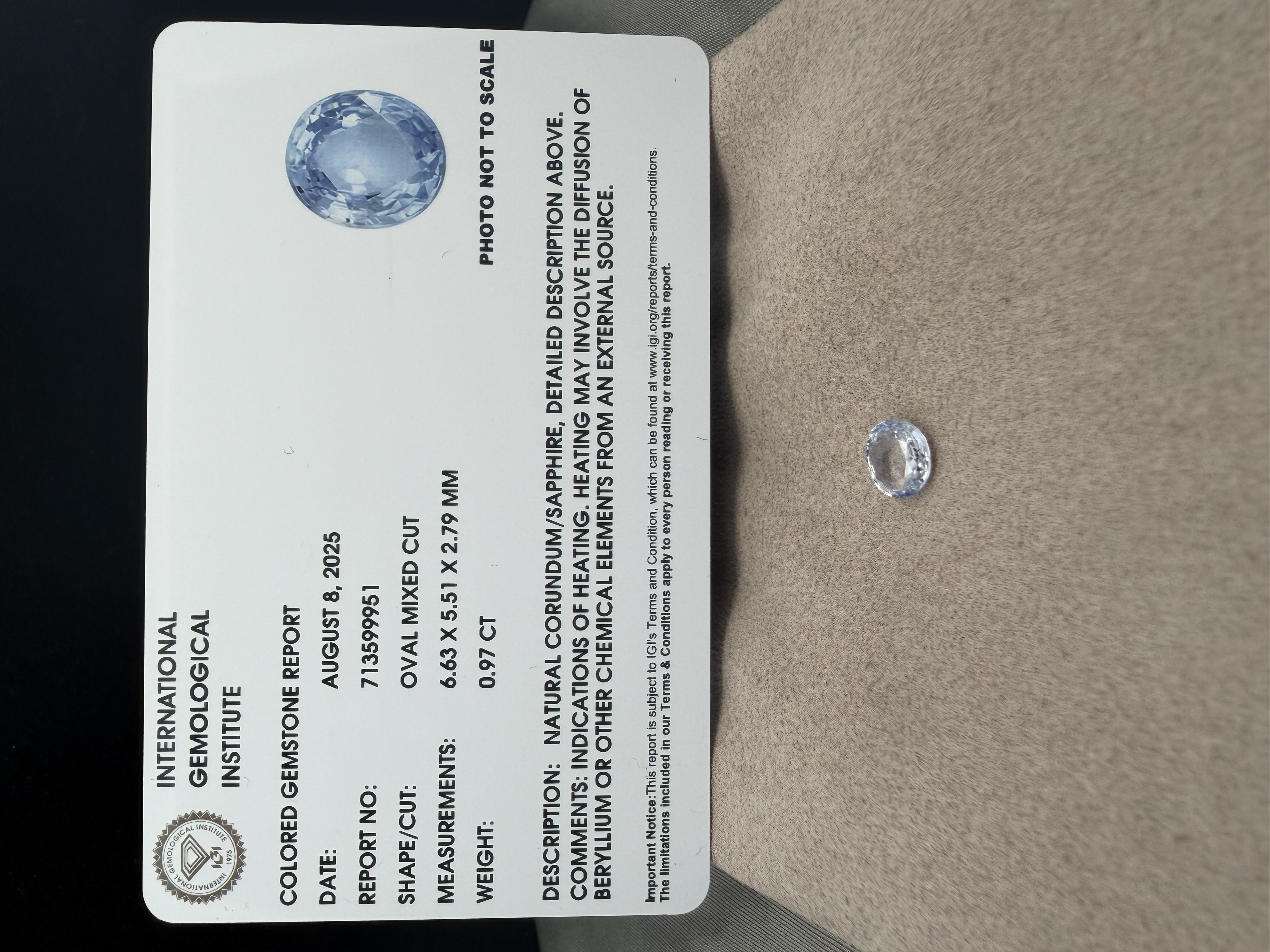 .97 Carat Certified Sapphire