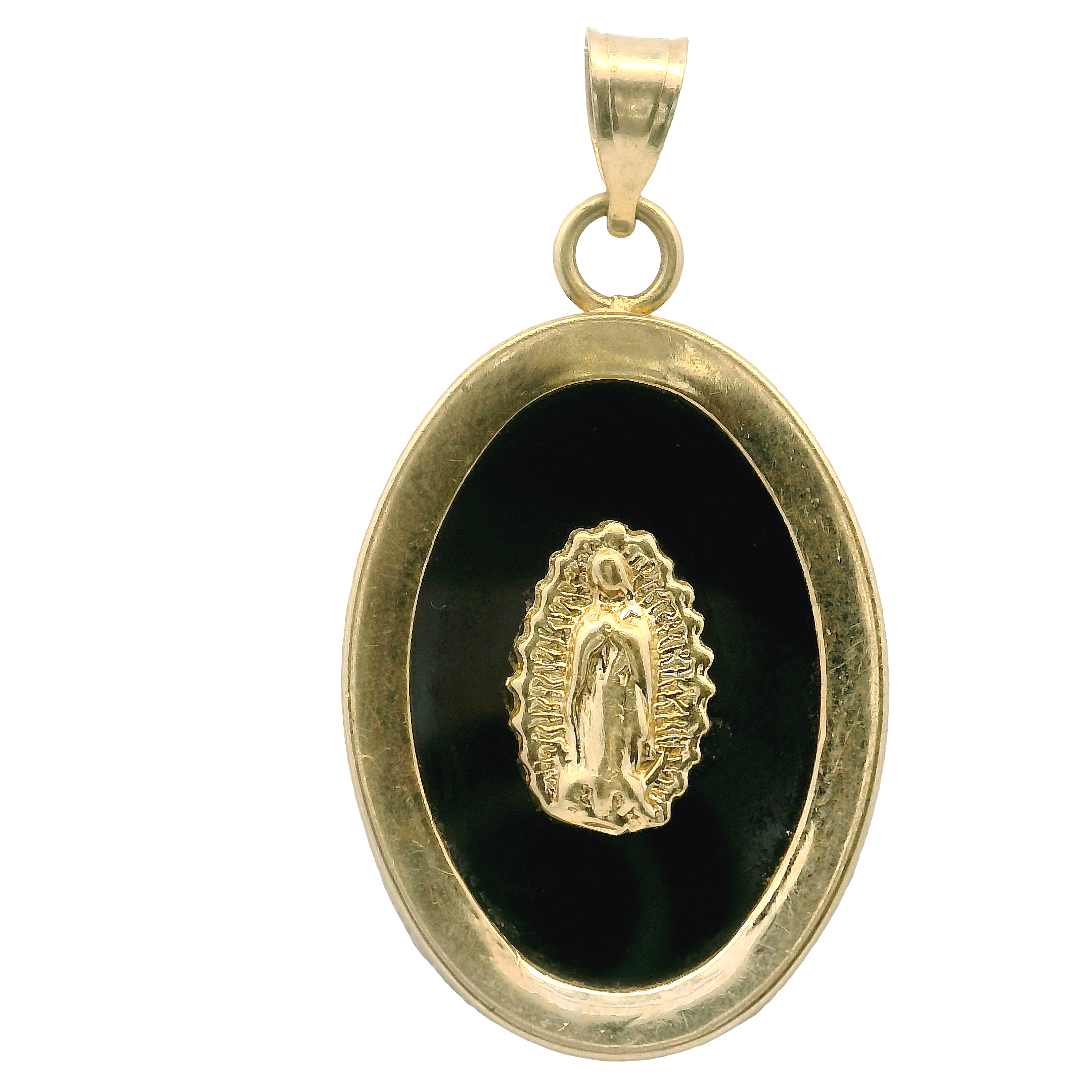 Virgin Mary 14K Gold/Onyx Pendant