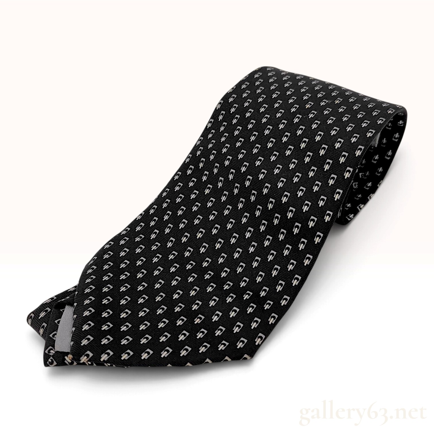 Dior Geometric Print Black and White Silk Tie