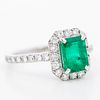 GIA Platinum 1.63ct Colombian Emerald & 0.67ctw Diamond Halo Ring, 7. Pt900 1.63ct F2 Emerald Image - 2