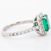 GIA Platinum 1.63ct Colombian Emerald & 0.67ctw Diamond Halo Ring, 7. Pt900 1.63ct F2 Emerald Image - 3