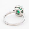 GIA Platinum 1.63ct Colombian Emerald & 0.67ctw Diamond Halo Ring, 7. Pt900 1.63ct F2 Emerald Image - 4
