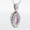 Platinum 1.013ct Pink Sapphire & 0.52ctw Diamond Cluster Pendant Necklace w/Gem Report, 18". An Image - 4