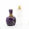 Set of 2 Carved Rock Crystal & Amethyst Perfume Bottles. Set of 2 Carved Rock Crystal &amp; Image - 4