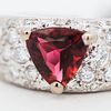 18KWG 1.11ct Trilliant Tourmaline & 0.51ctw Diamond Cocktail Ring, 6.25. 18K white gold ring Image - 2