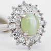 Platinum 1.77ct Chrysoberyl Catseye & 0.83ctw Diamond Halo Ring, 8. Platinum 900 ring 1.77ct Image - 1