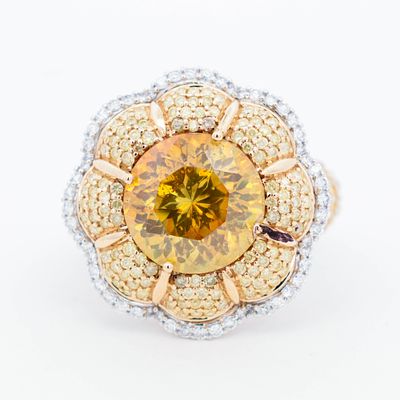 18KWG 1.80ctw Diamond & 8.05ct Spanish Spharlerite Cocktail Ring, 7. 18K white gold ring by