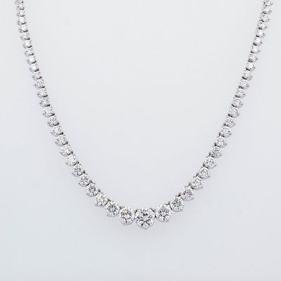 14KWG 7.00ctw Lab Grown Diamond Tennis Necklace 21.5 grams 17.25" length Graduated 