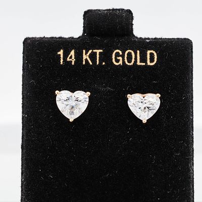 14KYG 2.00ctw Heart Brilliant Cut Stud Earrings. 14K Yellow Gold Stud Earrings 2.00ctw Heart 
