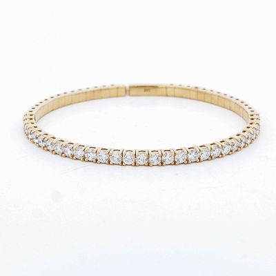 14KYG 3.60ctw Lab Grown Diamond Bangle Bracelet. 14KYG 3.60ctw Lab Grown Diamond Bracelet 7.5" 